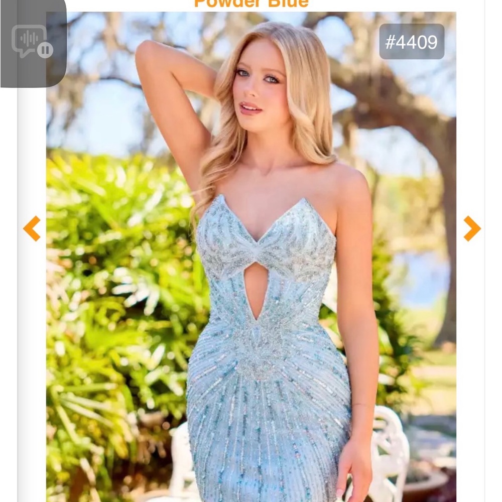 Primavera Couture Strapless Powder Blue Dress